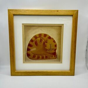 Fiddlestix Cat Print - Honey Oak Frame Striped Orange Tabby Cat 2000 Y2K Target